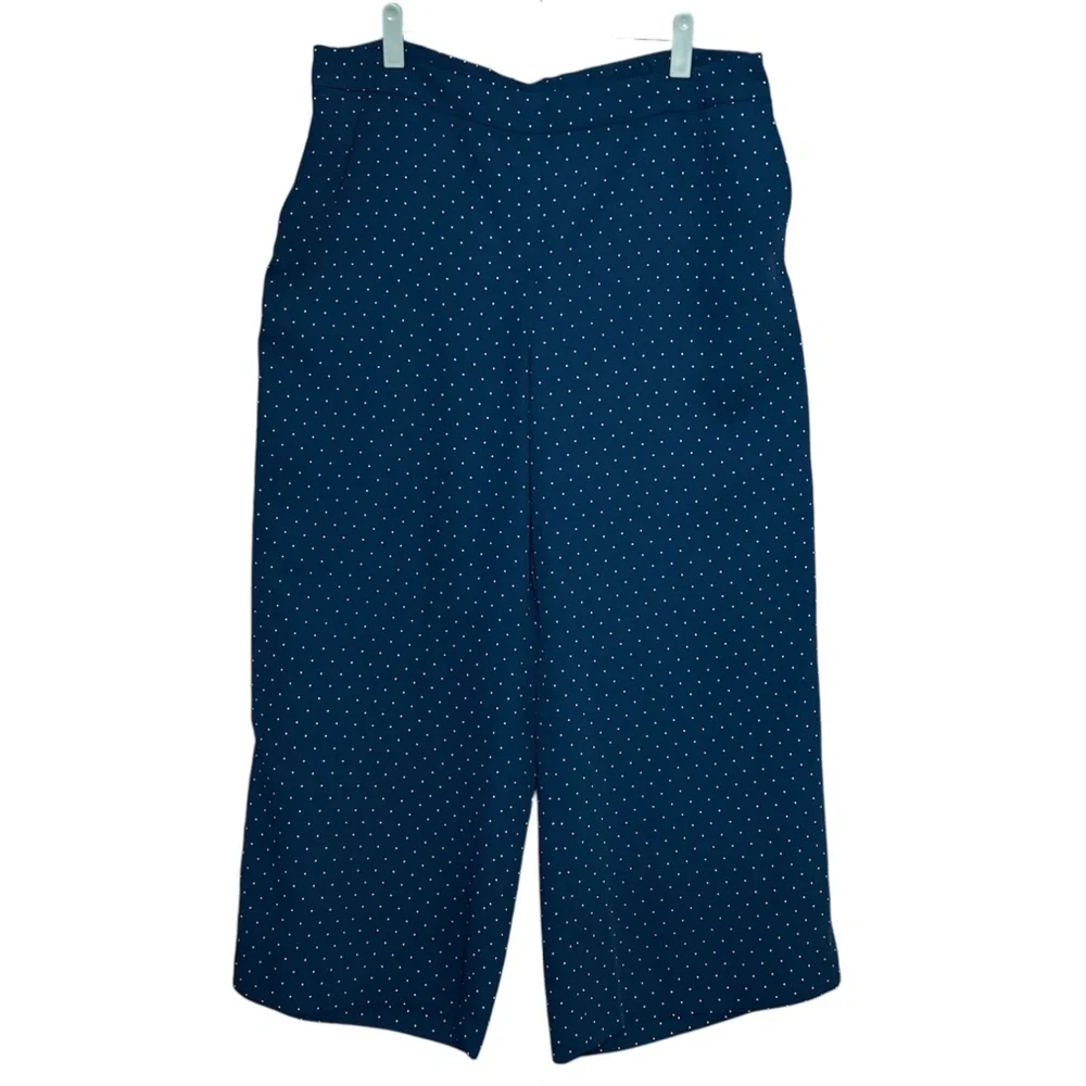 J. Jill New Wearever Collection Easy Care Wide Leg Cropped Pants Blue Large - Picture 7 of 14